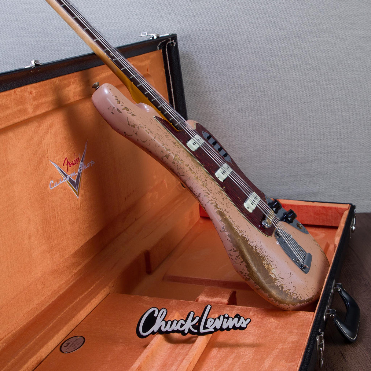 Fender Custom Shop Time Machine Series 1962 Bass VI Super Heavy Relic Electric Bass Guitar - Aged Dirty Shell Pink - #CZ590972