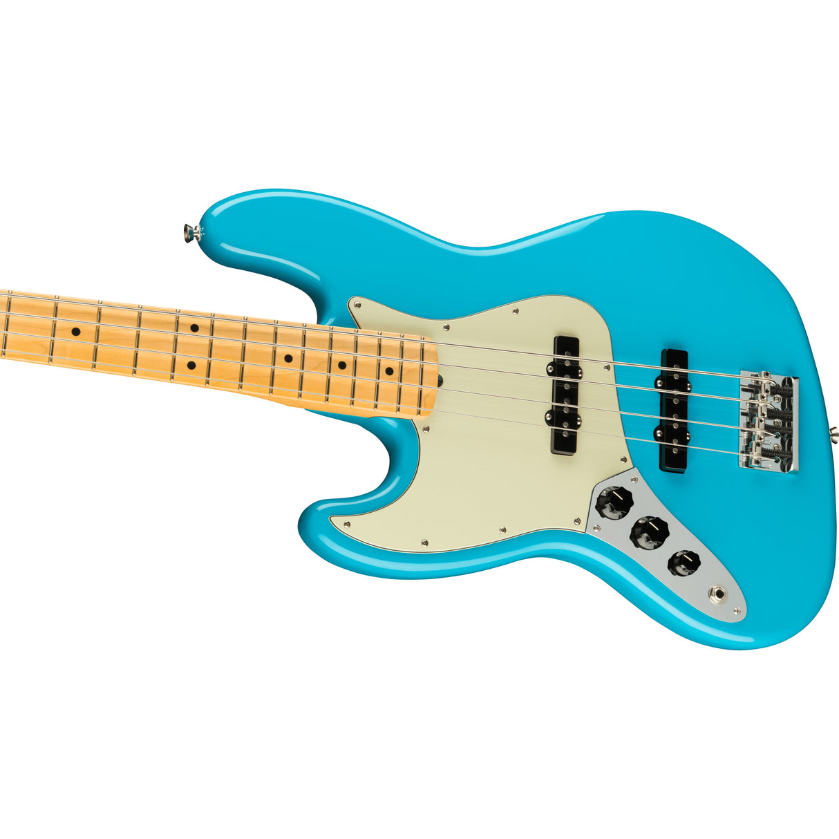 Fender American Professional II Left-Handed Jazz Bass, Maple Fingerboard - Miami Blue - Mint, Open Box