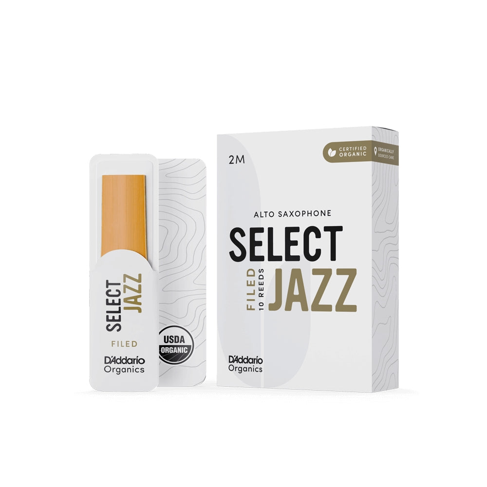 D'Addario ORSF10ASX2M Organic Select 10-Pack Jazz Alto Saxophone Reeds - 2 Medium