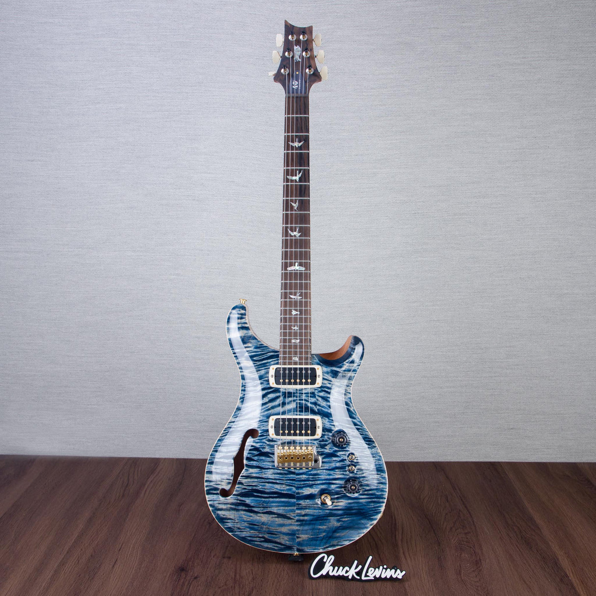 PRS 40th Anniversary Limited Edition Custom 24-08 Semi-Hollowbody Electric Guitar - Faded Whale Blue with Natural Back - #250399232