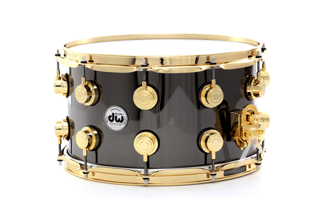 Drum Workshop 14" x 8" Collector's Metal Snare Drum - Black Nickel Over Brass With Gold Hardware