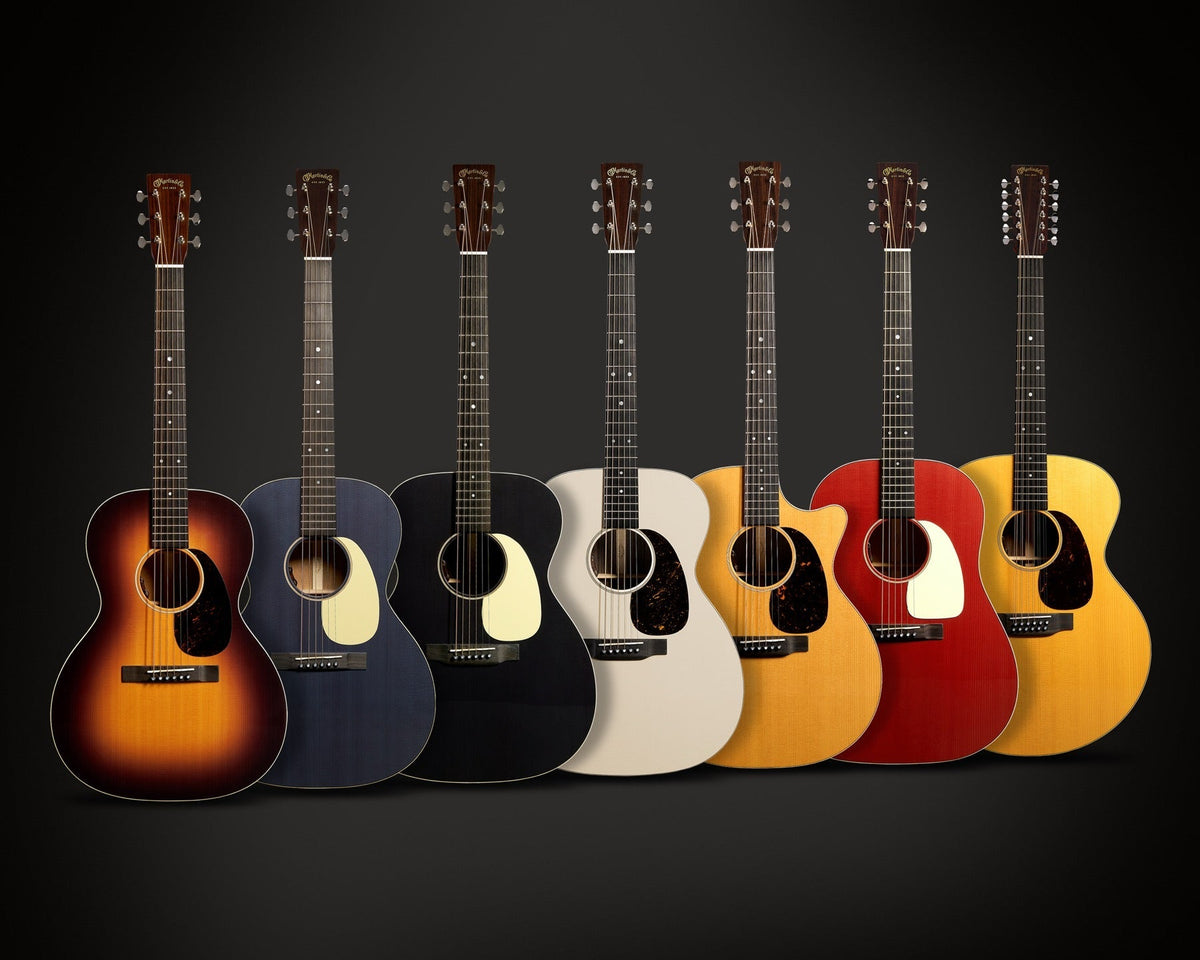 The refreshed Martin 16 Series lineup shown together in seven finishes.