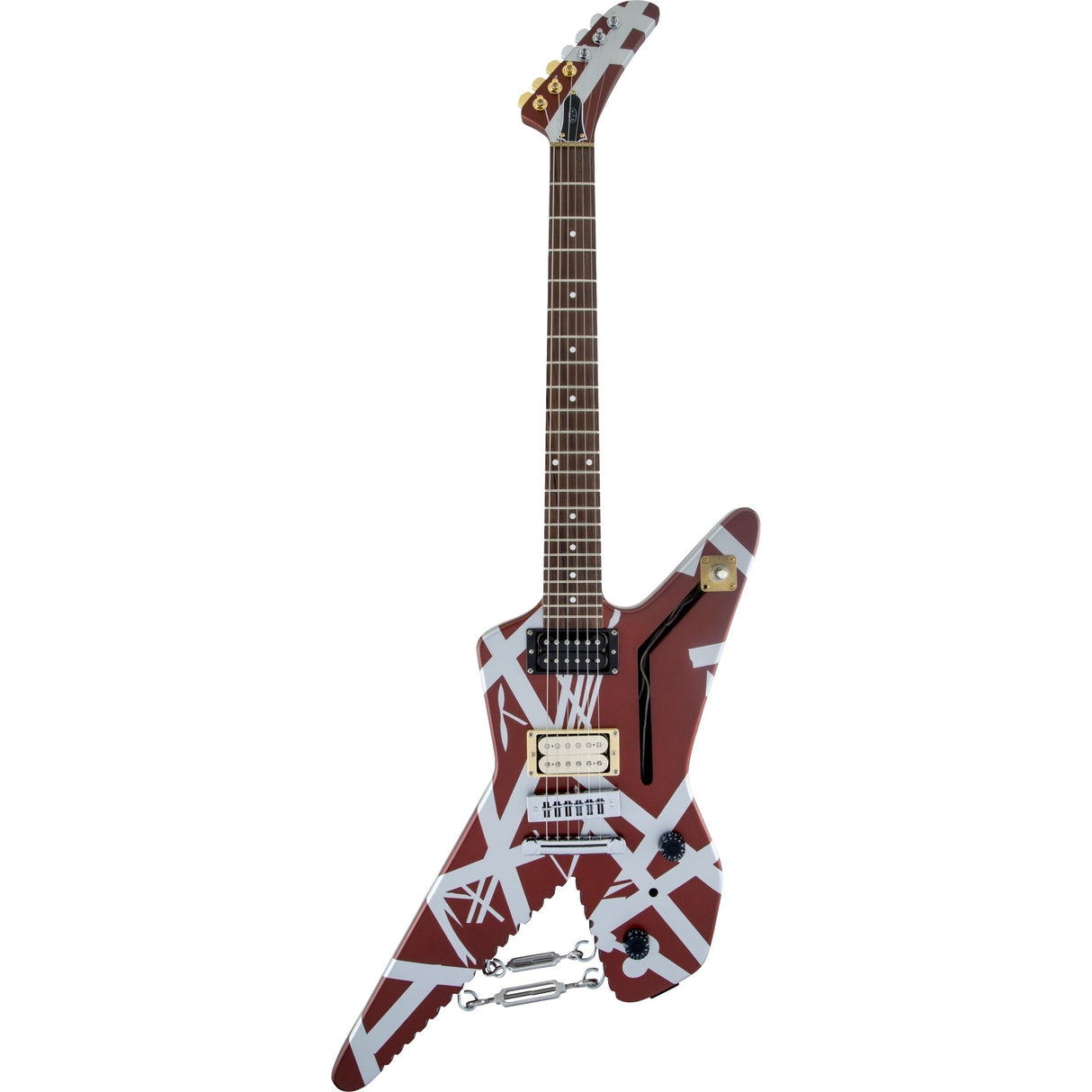 EVH Striped Series Shark Electric Guitar, Pao Ferro Fingerboard - Burgundy With Silver Stripes - New