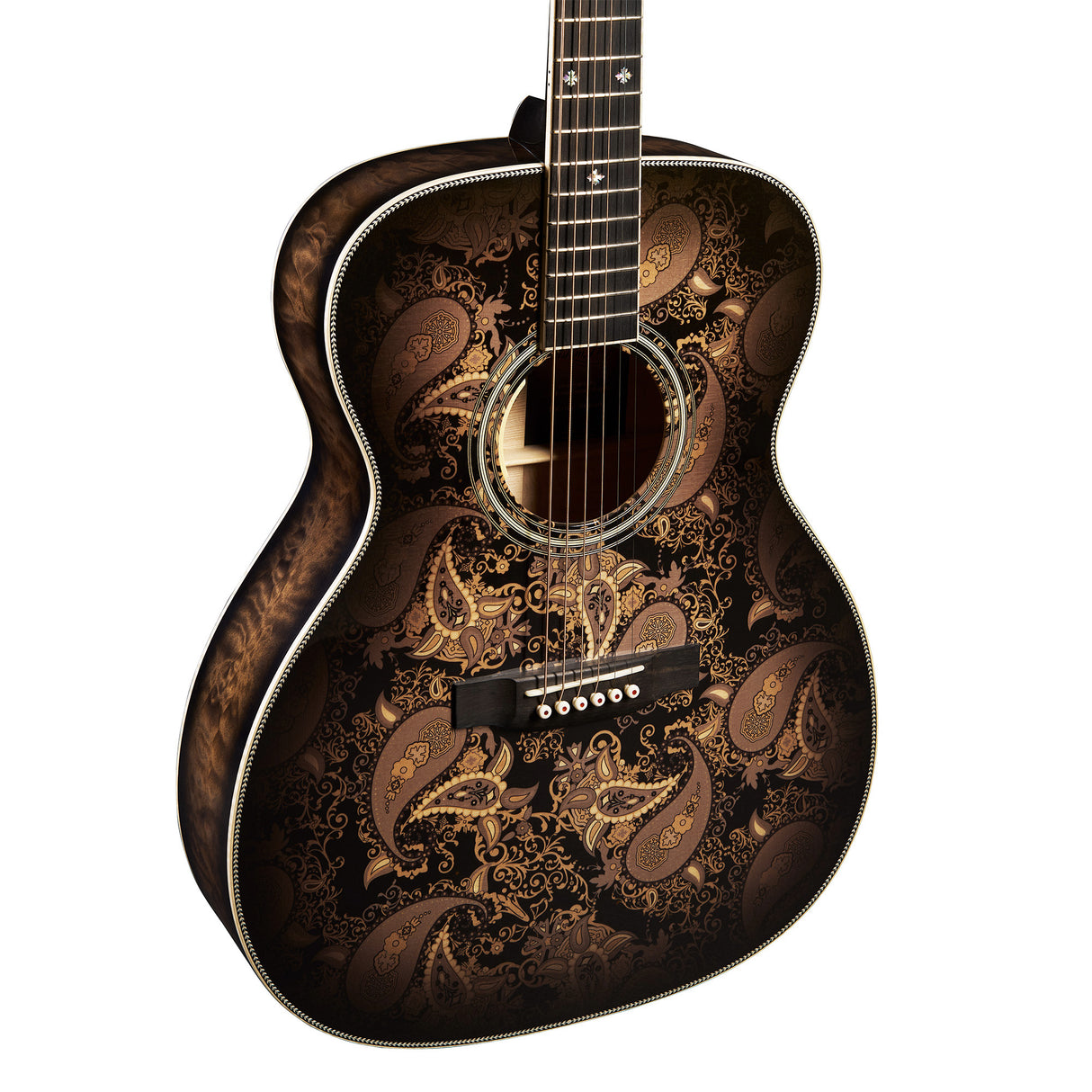Martin Custom Shop M/0000-14F Quilted Maple/Engelmann Spruce Acoustic Electric Guitar - Paisley Ember Burst - Preorder