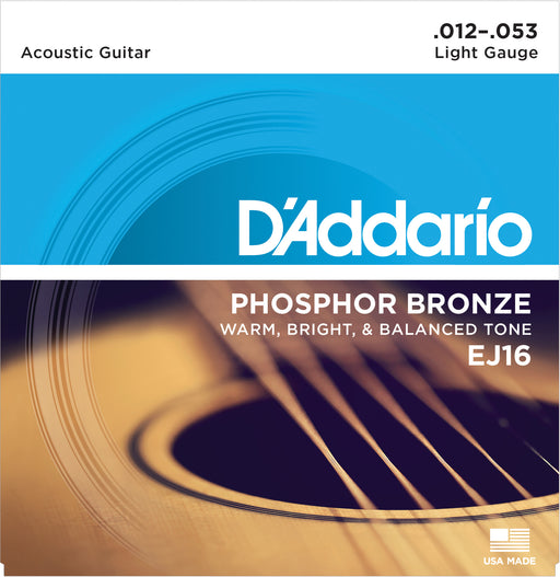 D'Addario EJ16 Phosphor Bronze Acoustic Guitar Strings, Light, 19694