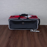 Marcus Bonna Custom Double Case for Piston Trumpets - Red / Black, Carbon Fiber Shell