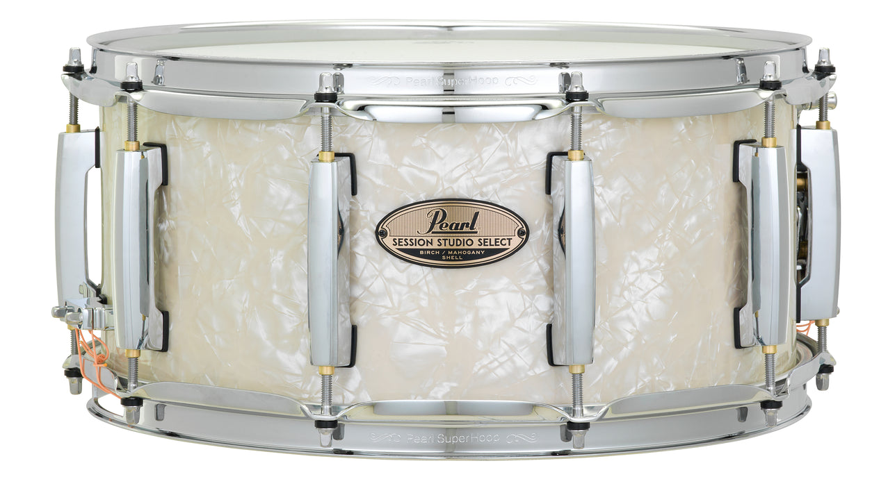 Pearl 14" x 6.5" Session Studio Select Snare Drum - Nicotine White Marine Pearl - New,Nicotine White Marine Pearl