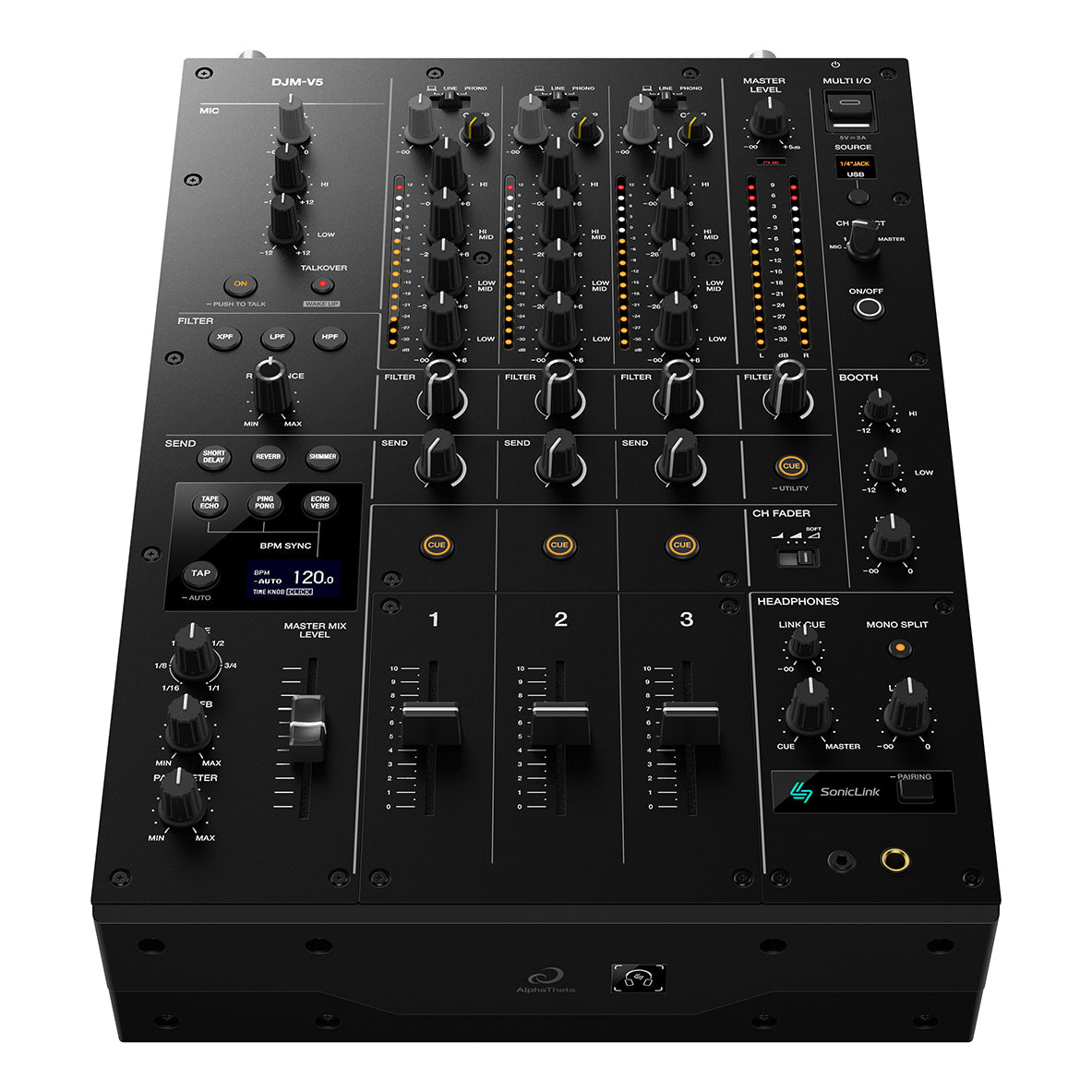 AlphaTheta DJM-V5 Compact 3-Channel DJ Mixer - Open Box, Mint