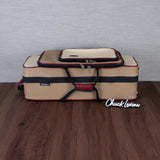 Marcus Bonna Gentleman's Bassoon Case - Beige/Ivory Leather, Wine Red Trim, Silver Metal Logo