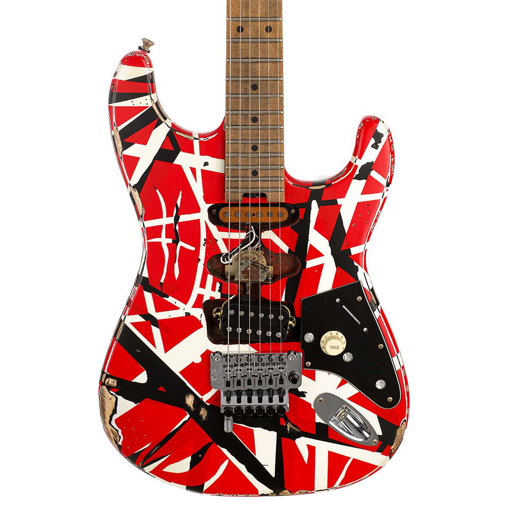 EVH Striped Series Frankie Relic Electric Guitar - Red with Black Stripes - New