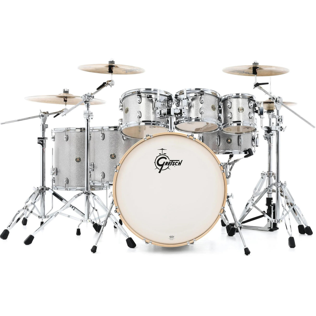 Gretsch Catalina Maple 7-Piece Rock Shell Pack with 22-Inch Kick - Silver Sparkle