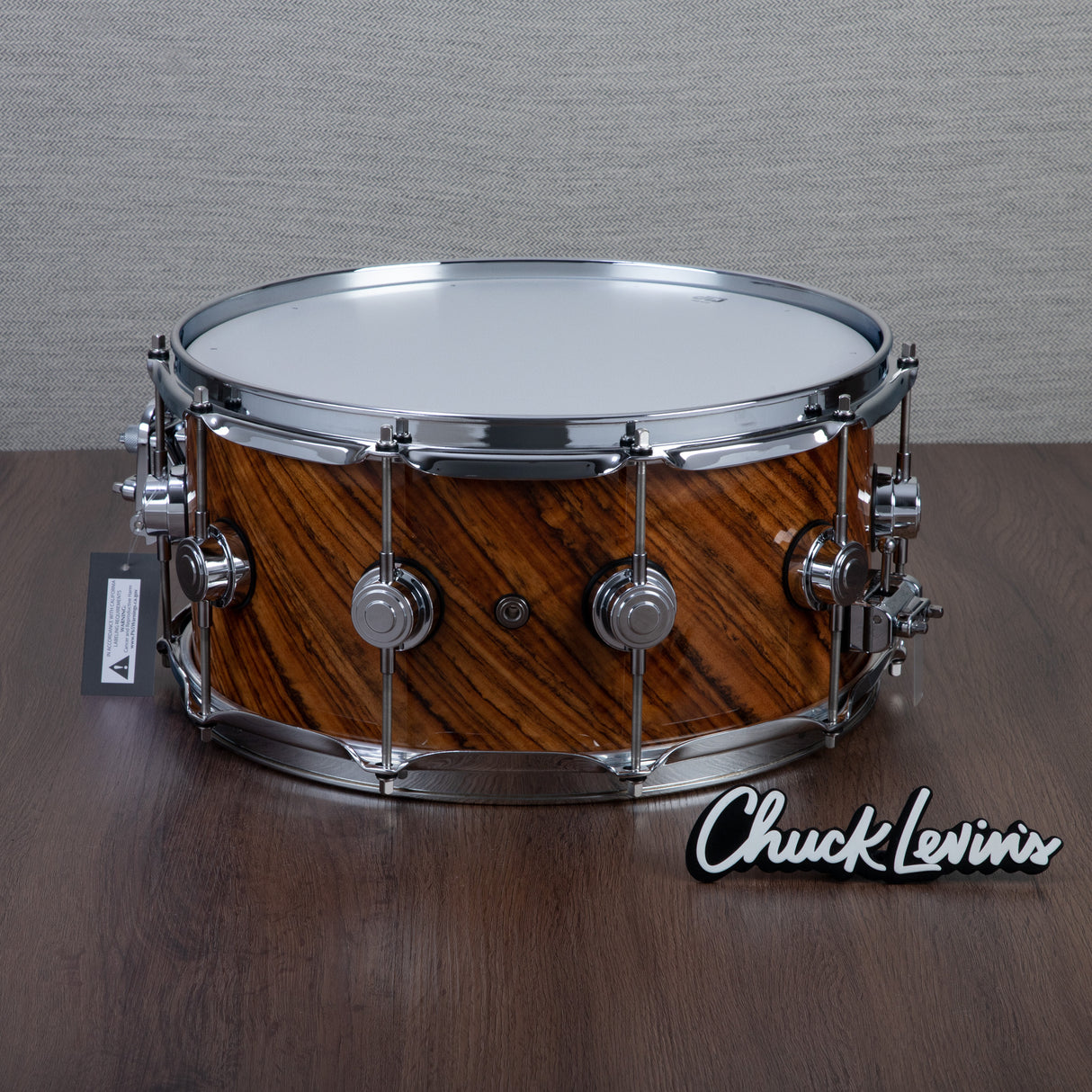 DW 6.5 x 14-Inch Collector's Maple Exotic Series Snare Drum - Natural Lacquer over Twisted Tropical Olive