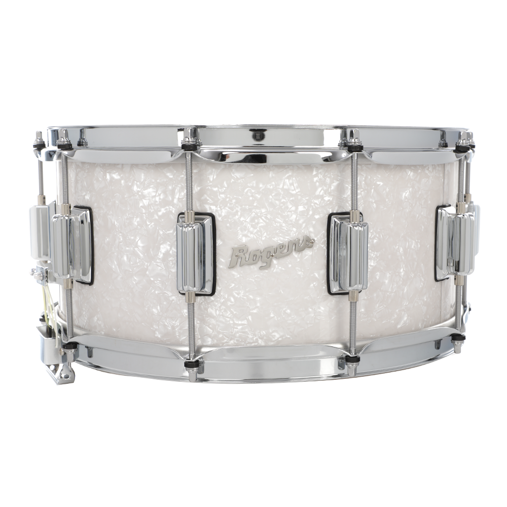 Rogers Dyna-Sonic 6.5 x 14" Wood Shell Snare Drum - White Marine Pearl Beavertail