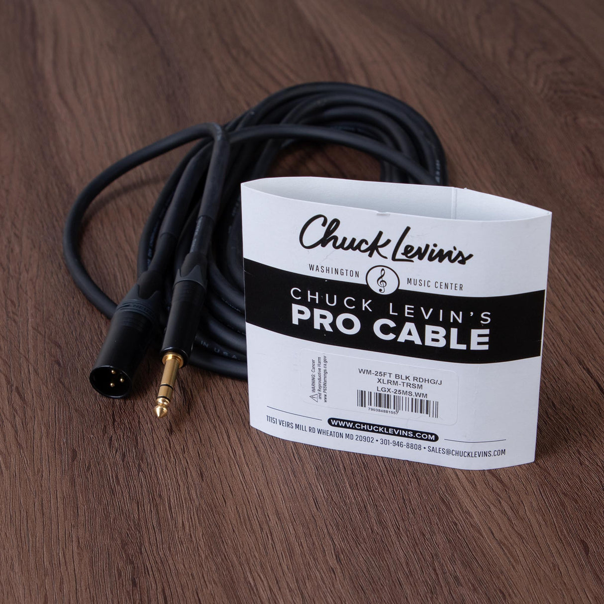 Chuck Levins LGXF-25-WM 25-Foot Balance LGX Cable - XLRF to TRSM