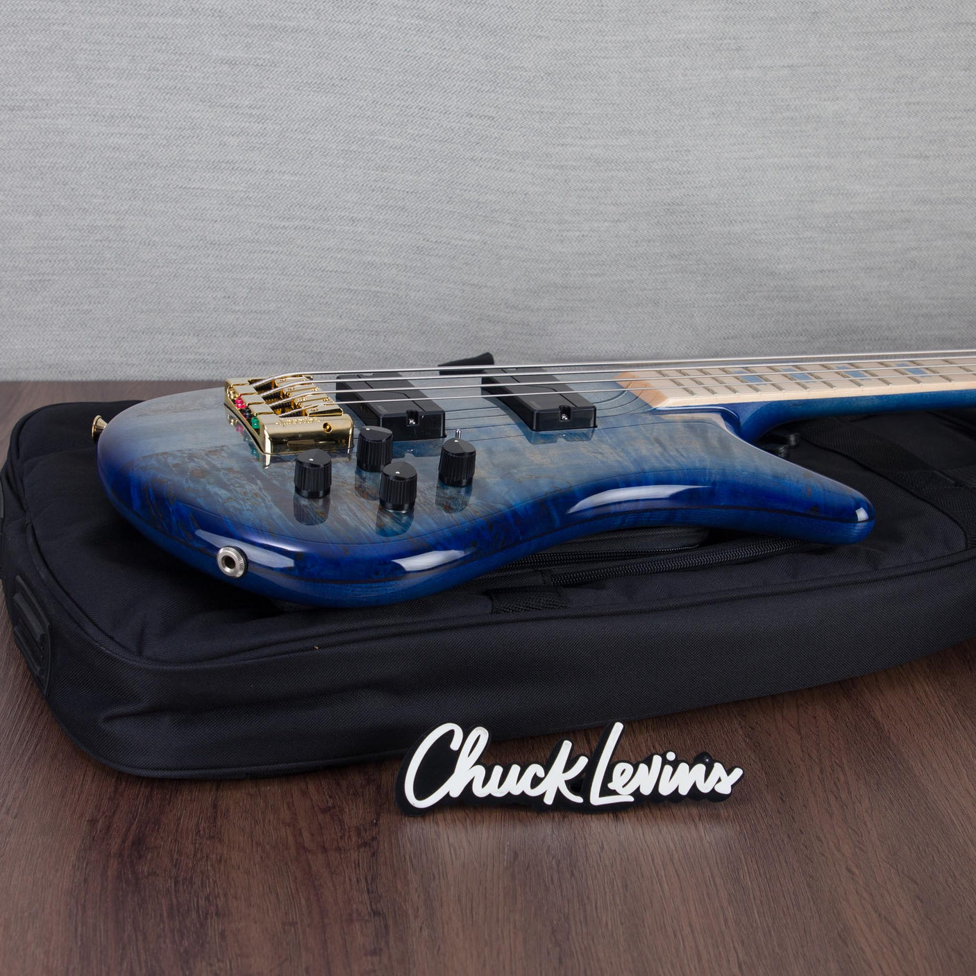 Spector Euro 4 LT Poplar Burl Over Ash Electric Bass Guitar - Faded Light Blue Gloss - CHUCKSCLUSIVE - #]C121NB23284