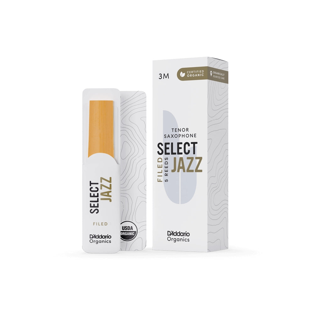 D'Addario Organic Select Jazz Filed Tenor Saxophone Reeds Strength 3 Medium 5-Pack