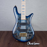 Spector Euro 4 LT Poplar Burl Over Ash Electric Bass Guitar - Faded Light Blue Gloss - CHUCKSCLUSIVE - #]C121NB23300