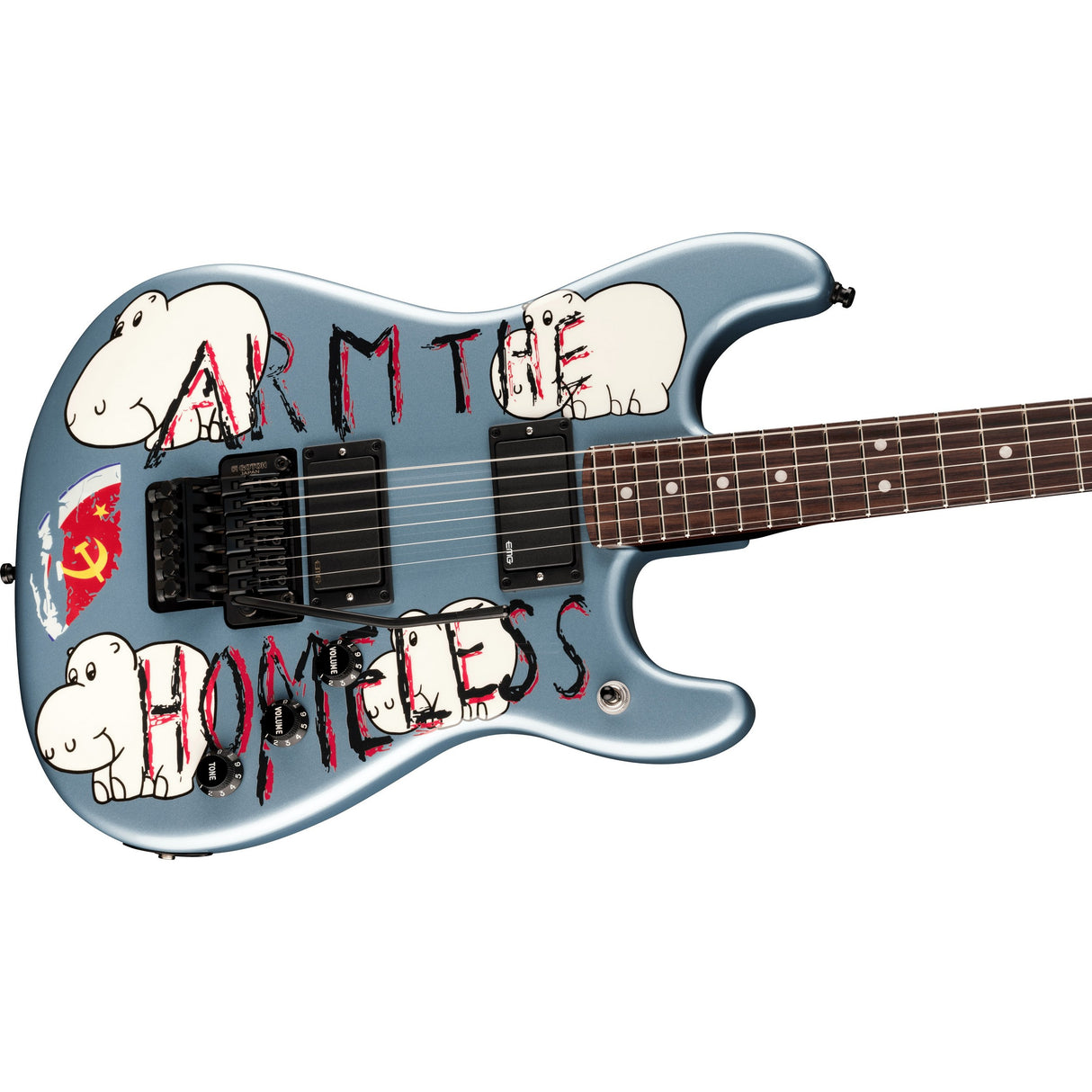 Fender Tom Morello Arm The Homeless Stratocaster Signature Electric Guitar, Rosewood Fingerboard - Blue Ice Metallic