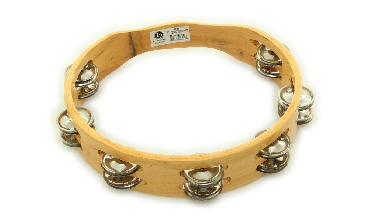LP CP390 CP 10" Wood Headless Tambourine W/ Double Row Jingles