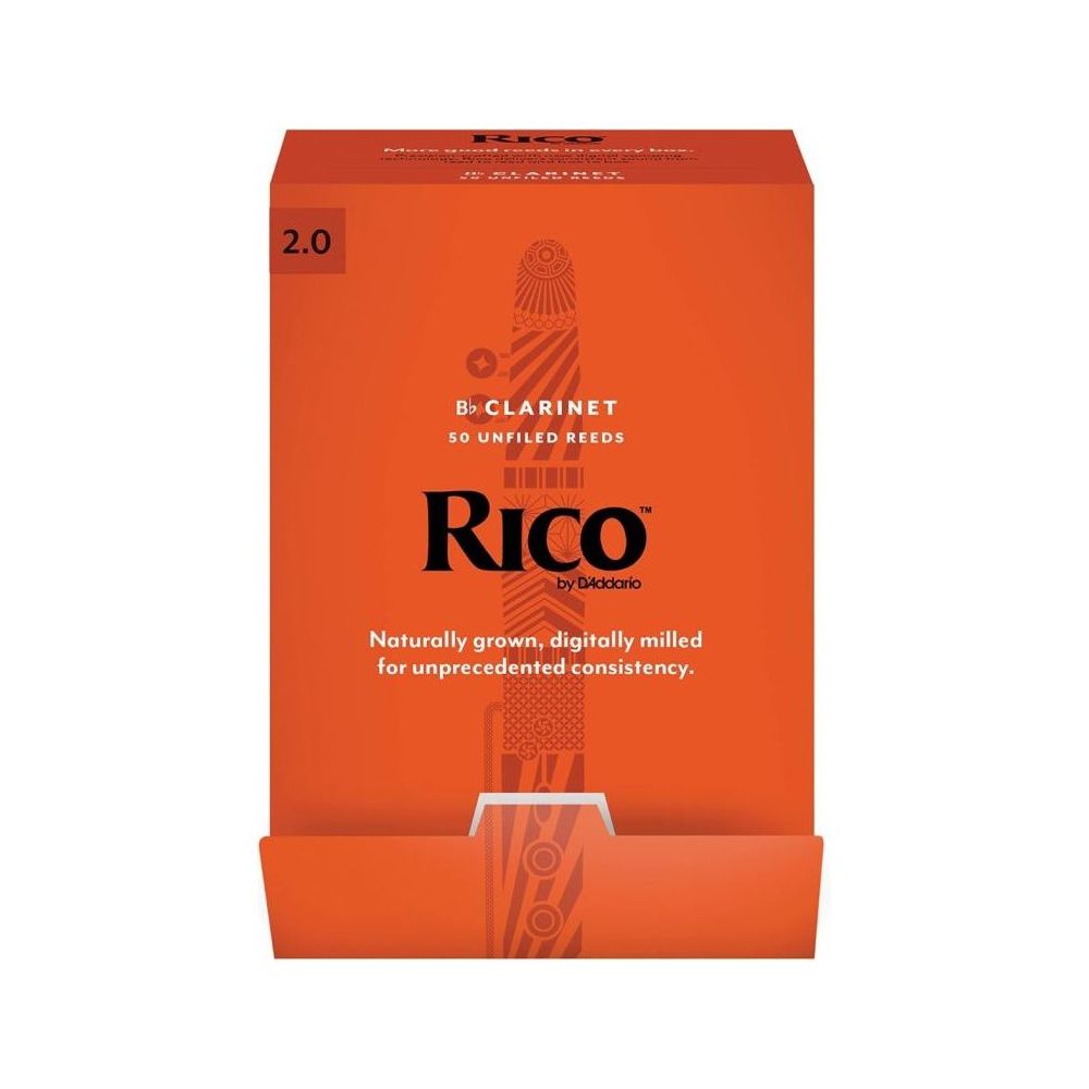 Rico by D'Addario RCA0120 Bb Clarinet Reeds, Strength 2.0, 50-pack