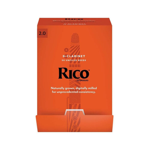 Rico by D'Addario RCA0120 Bb Clarinet Reeds, Strength 2.0, 50-pack
