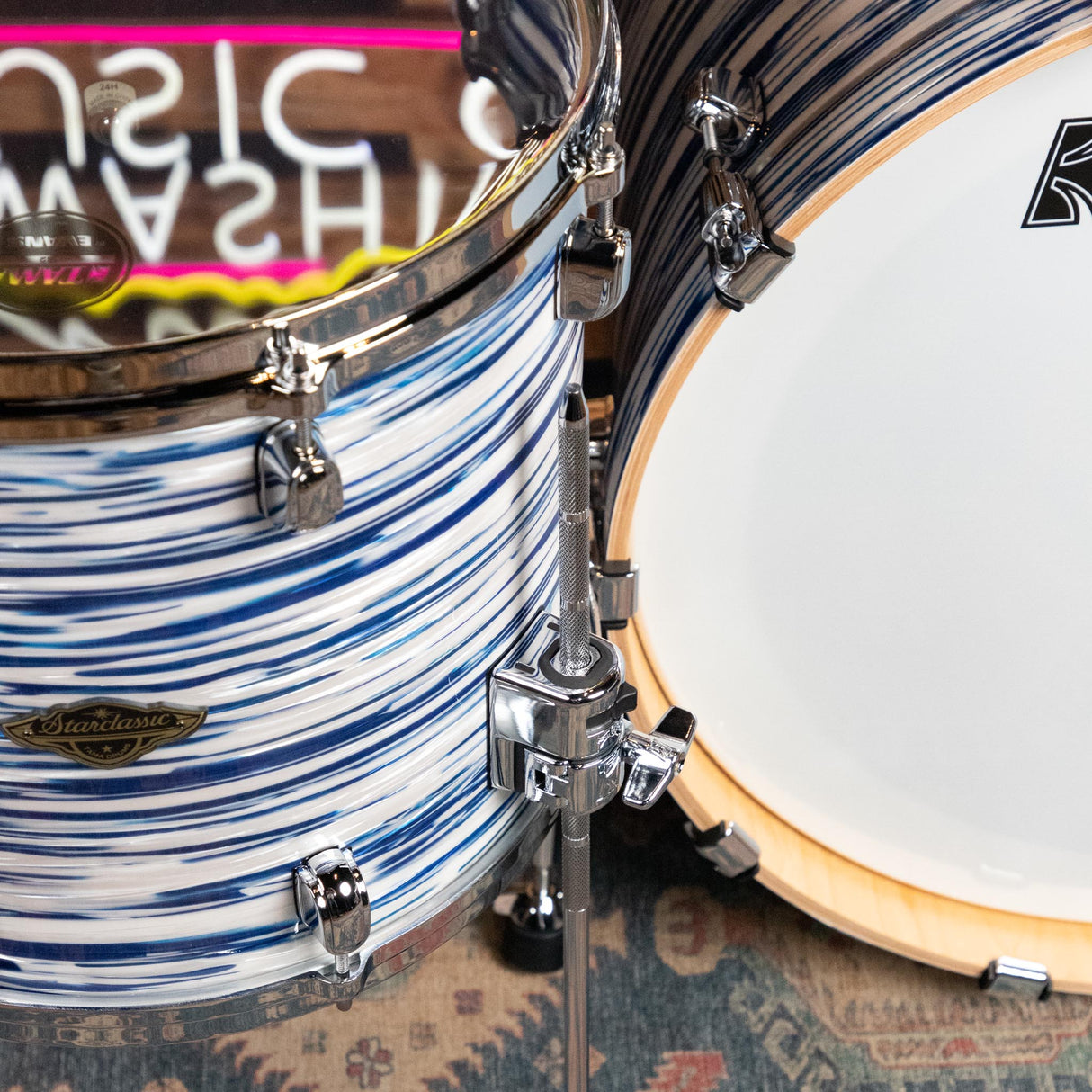 Tama Starclassic Walnut/Birch 5-Piece Shell Pack - Blue and White Oyster
