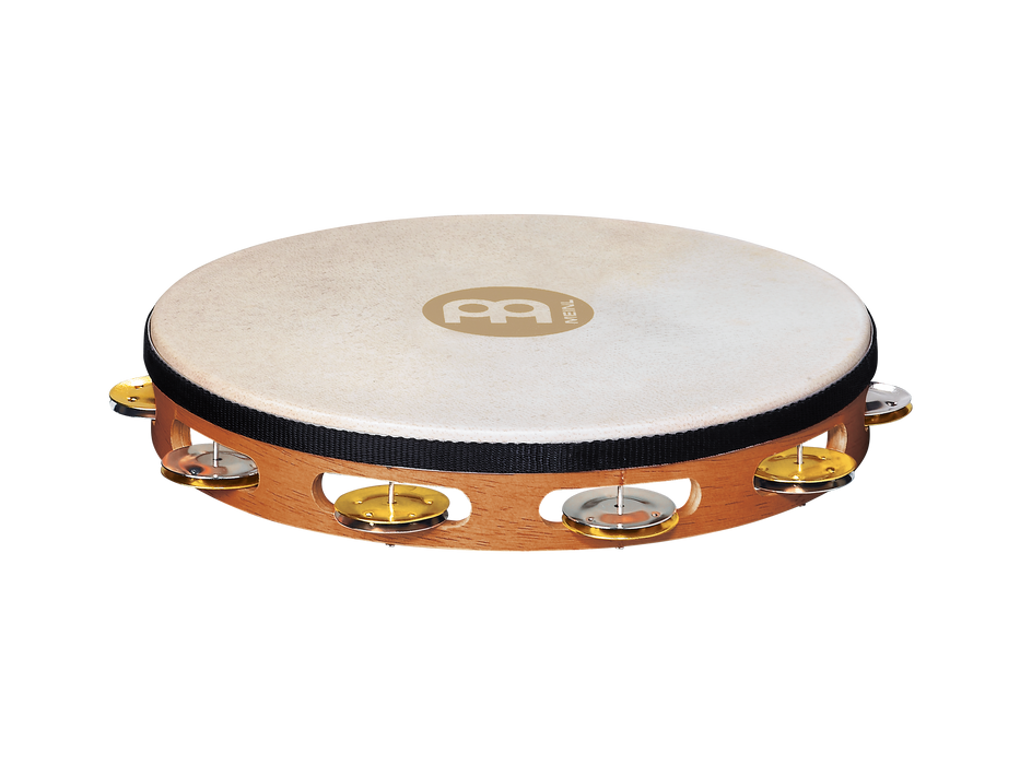 Meinl TAH1M-SNT 10" Recording Combo Goat Skin Wood Tambourine Dual Alloy Jingles