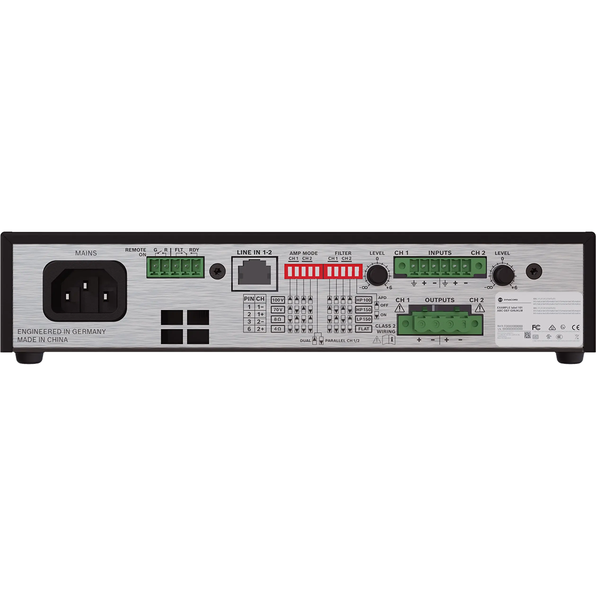 Dynacord V600:2 Two-Channel 600W Power Amplifier for Commercial Installations