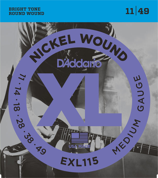 D'Addario EXL115 Nickel Wound Electric Guitar Strings - 011-.049, Medium Gauge - New,Single Set