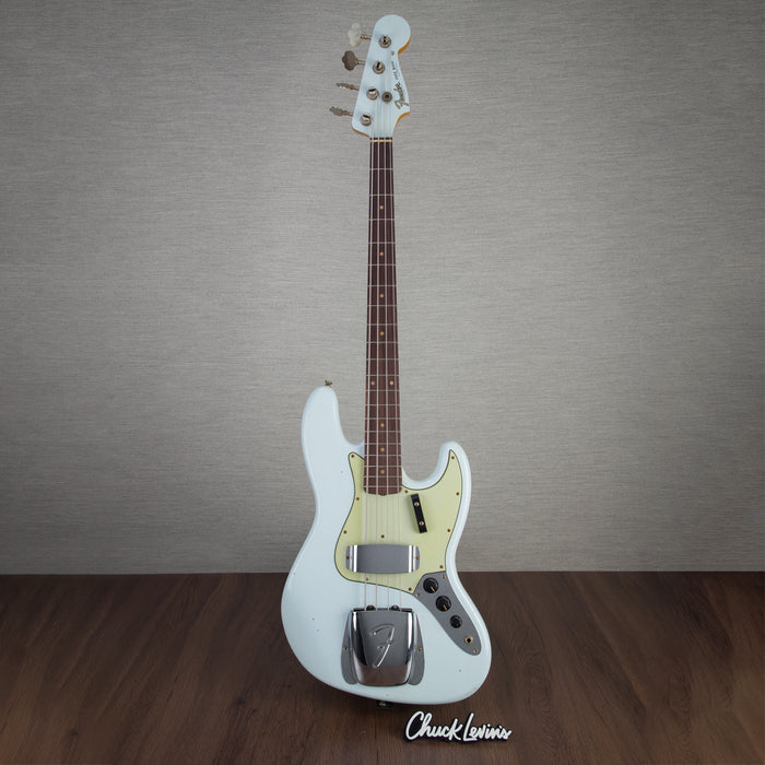 Fender Custom Sop 1963 Jazz Bass Journeyman Relic Electric Bass - Faded Aged Sonic Blue