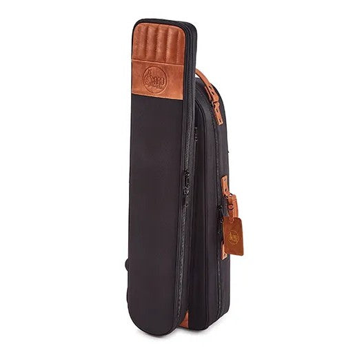 Gard Single Elite Cut-Bell Tenor Trombone Gig Bag - Black Nylon with Light Brown Leather Accent