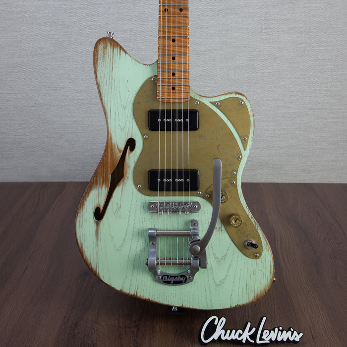 Paoletti Guitars 112 Lounge 2P90 - Sage Green with Bigsby - New