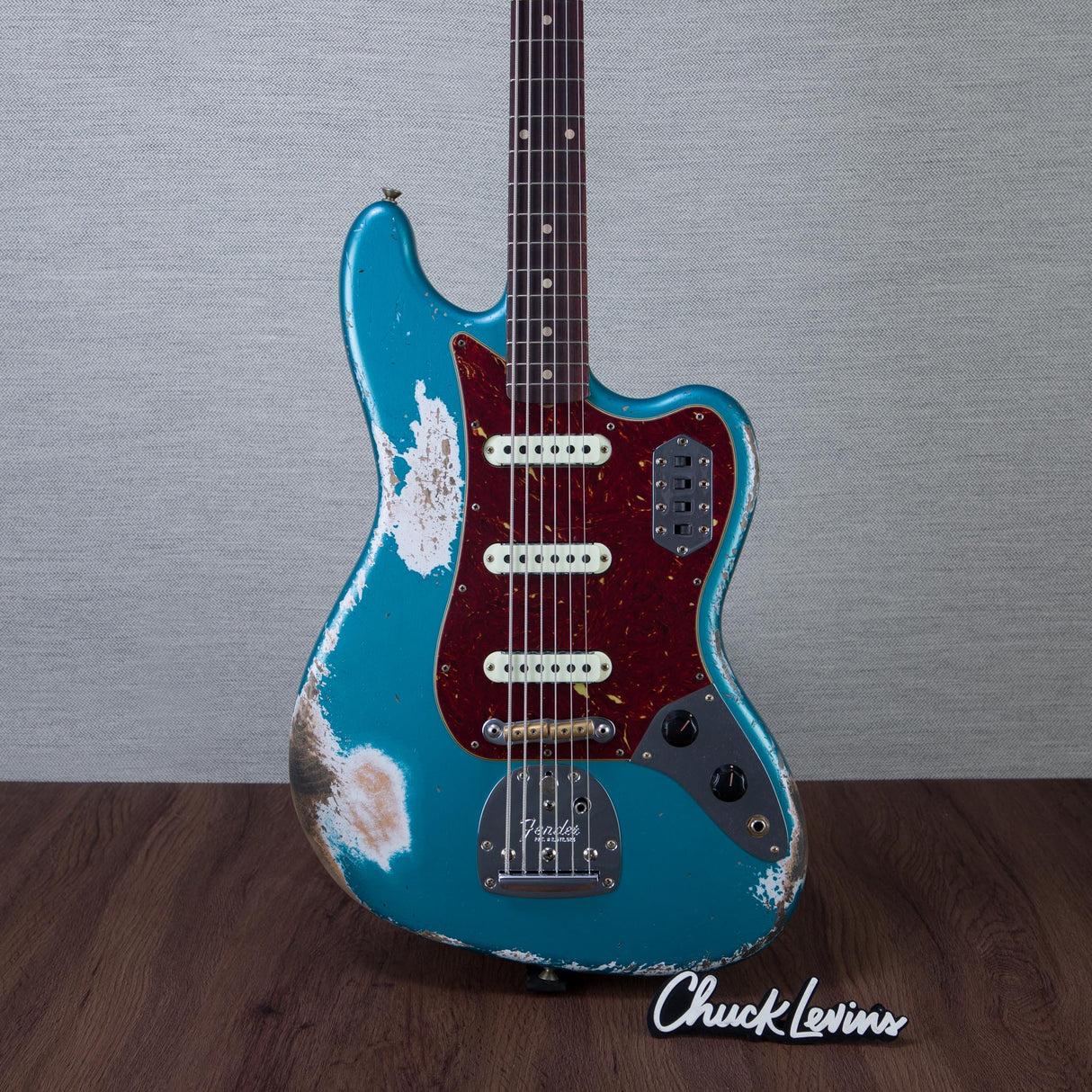 Fender Custom Shop 1962 Bass VI Super Heavy Relic Electric Guitar - Faded Ocean Turquoise - #CZ591279