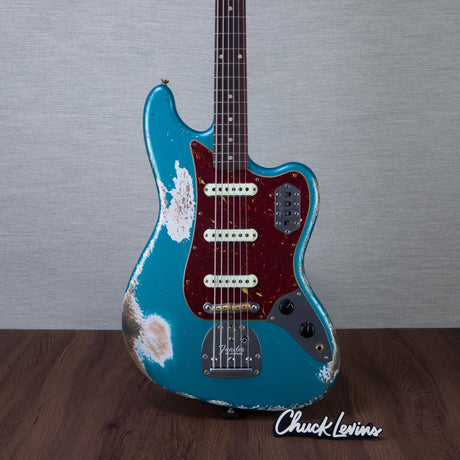 Fender Custom Shop 1962 Bass VI Super Heavy Relic Electric Guitar - Faded Ocean Turquoise - #CZ591279