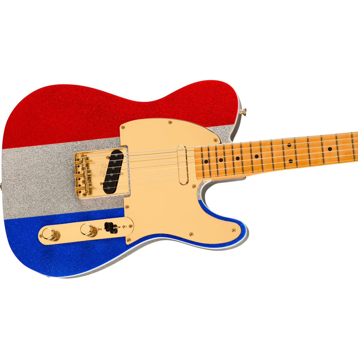 Fender Buck Owens Signature Telecaster Electric Guitar - Red, Silver and Blue Sparkle