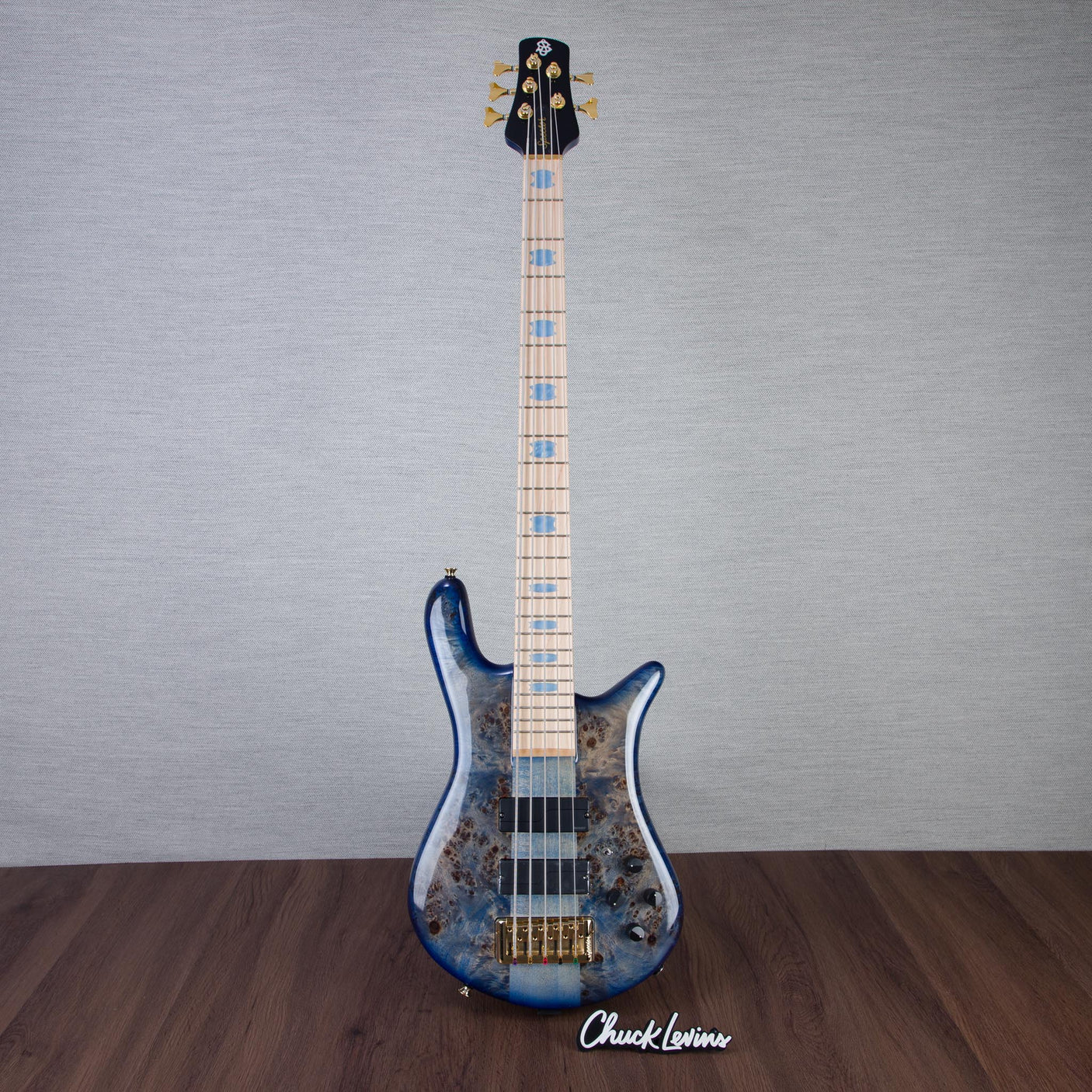 Spector Euro 5 LT Poplar Burl Over Ash 5-String Electric Bass Guitar - Faded Light Blue Gloss - CHUCKSCLUSIVE - #]C121NB23330