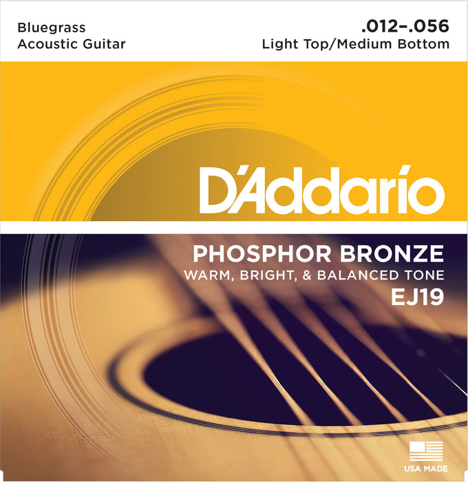 D'Addario EJ19 Phosphor Bronze Acoustic Guitar Strings, Bluegrass, 20790