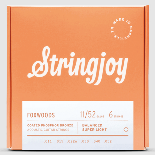Stringjoy Foxwood 11-52 Coated Phosphor Bronze Electric Guitar Strings - Super Light Gauge