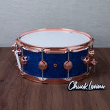 DW 6 x 14-Inch Collector's Pure Oak Snare Drum - Blue Glass with Copper Hardware