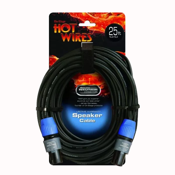On-Stage SP14-25SS 25ft Speakon Cable NL2 to NLS with Neutrik Connectors