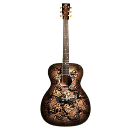 Martin Custom Shop M/0000-14F Quilted Maple/Engelmann Spruce Acoustic Electric Guitar - Paisley Ember Burst - Preorder