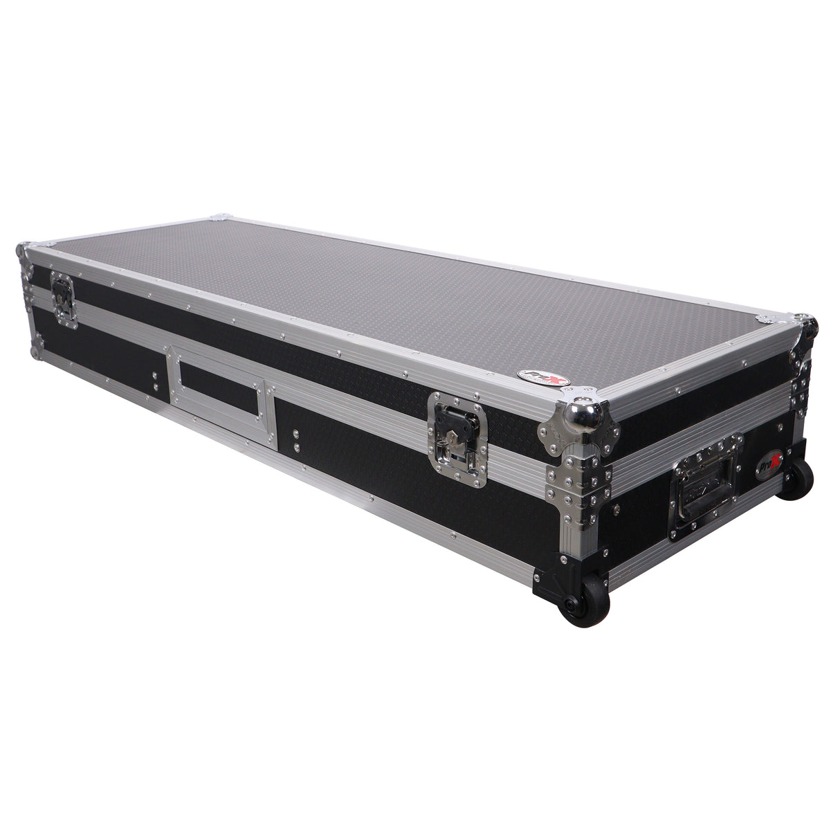 ProX XS-TMC1012WLTFSTND DJ Coffin Flight Case for (2) 1200 Style Turntables 10-inch 12-inch Mixers with Sliding Laptop Shelf and Wheels