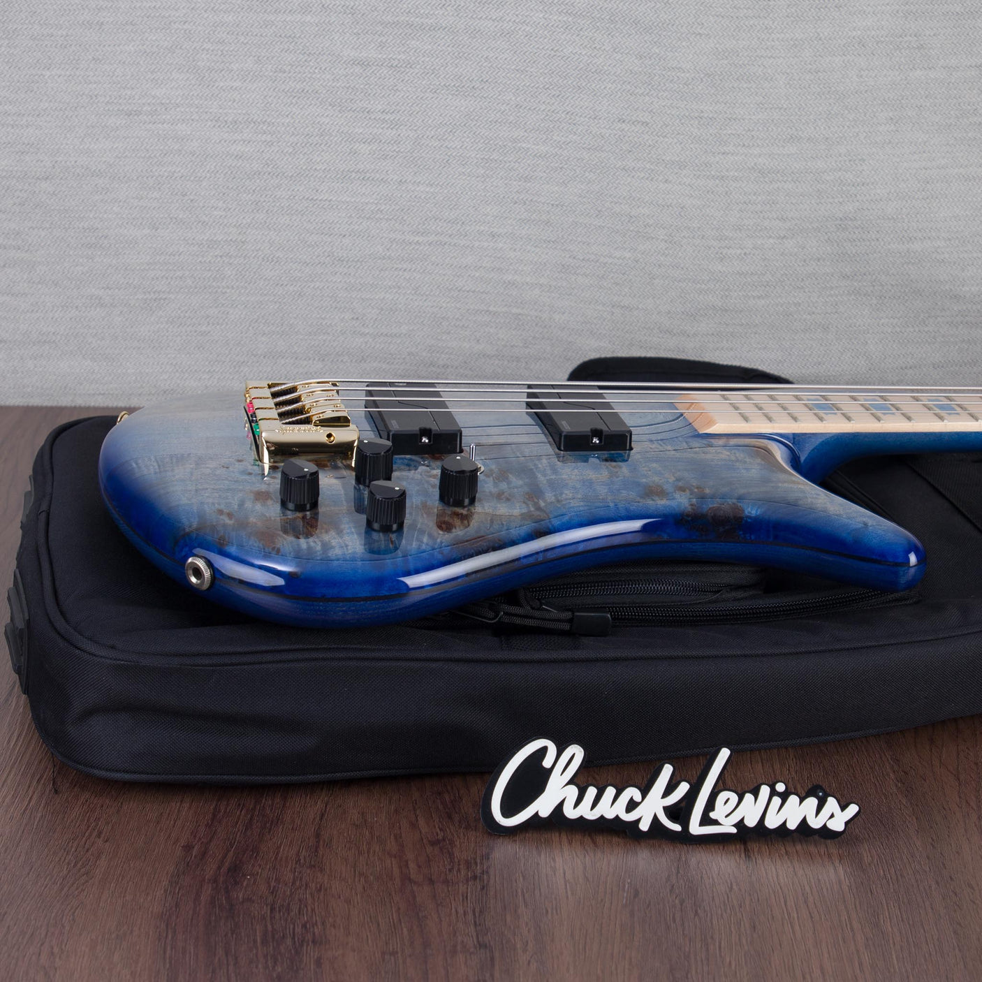 Spector Euro 4 LT Poplar Burl Over Ash Electric Bass Guitar - Faded Light Blue Gloss - CHUCKSCLUSIVE - #]C121NB23305