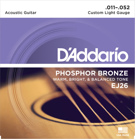D'Addario EJ26 Phosphor Bronze Acoustic Guitar Strings, Custom Light, 19299