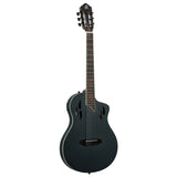 Ortega Tour Player Series Thinline Crossover Nylon String Acoustic Electric Guitar - Black
