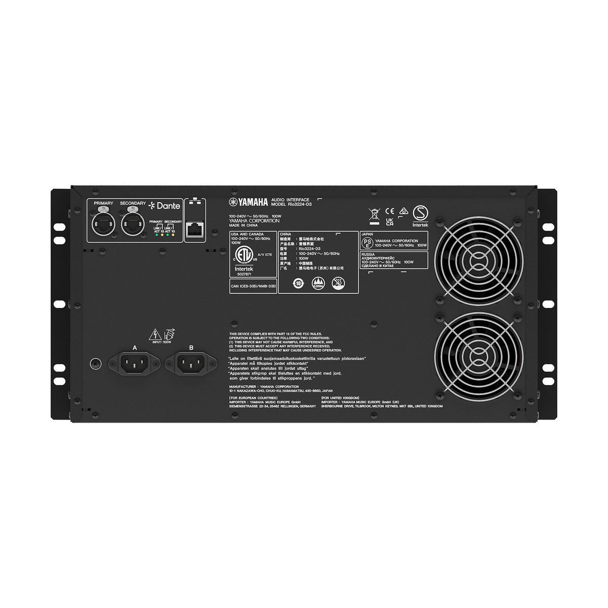 Yamaha Rio Input Module Yamaha Rio3224-D3 32-input/24-output Dante Stage Box – Chuck Levin's ...