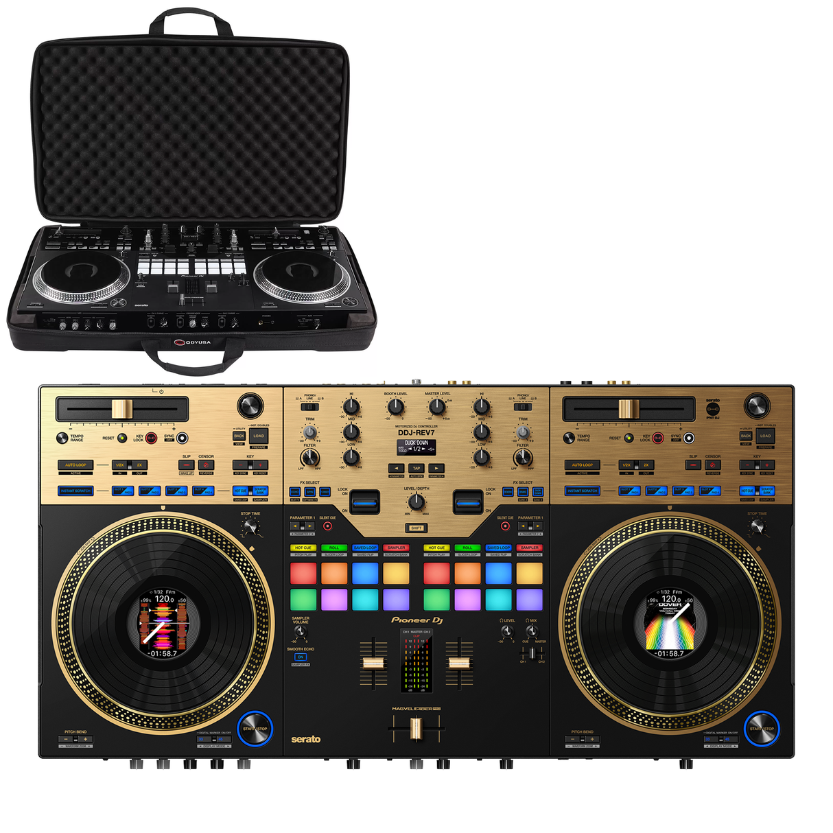 Pioneer DJ DDJ-REV7-N Limited Edition Gold with Odyssey Streemline EVA Molded Case