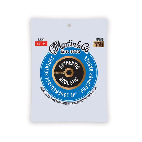 Martin Authentic MA540 Phosphor Bronze Acoustic 12-54 Light Guitar Strings
