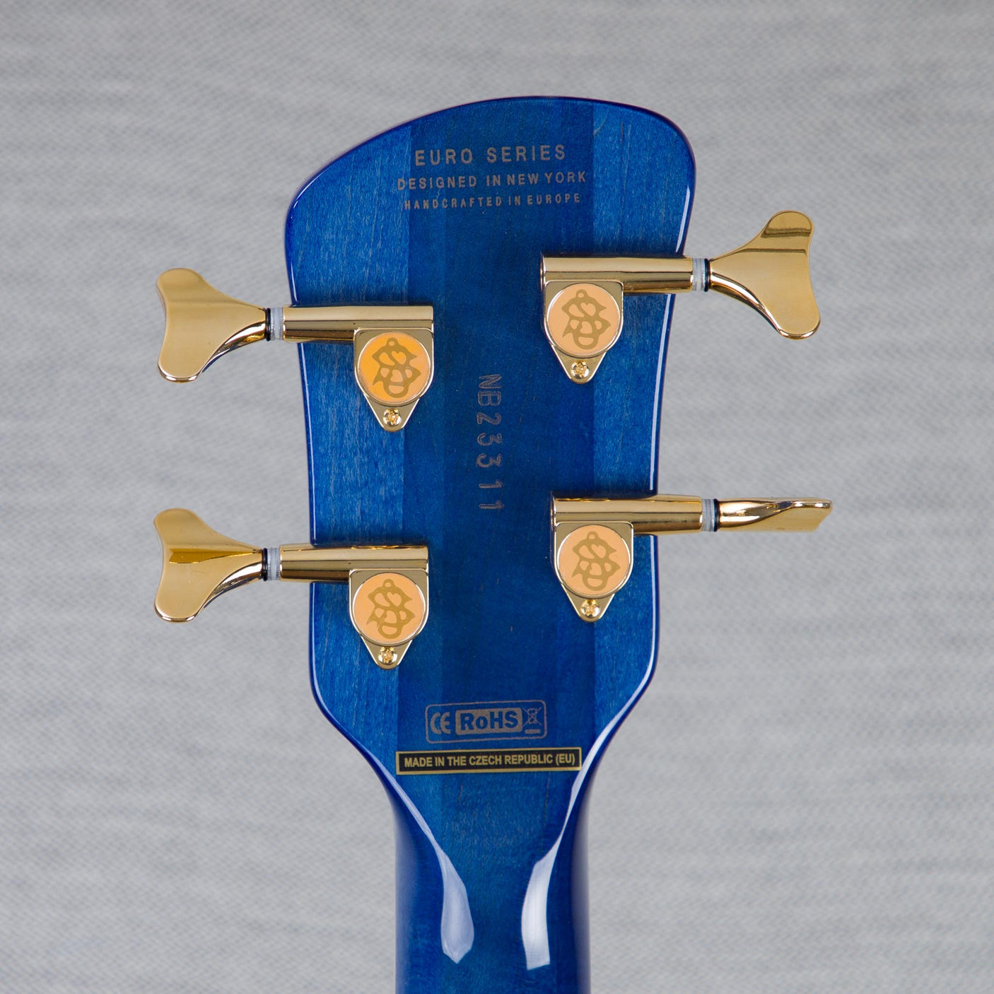 Spector Euro 4 LT Poplar Burl Over Ash Electric Bass Guitar - Faded Light Blue Gloss - CHUCKSCLUSIVE - #]C121NB23311