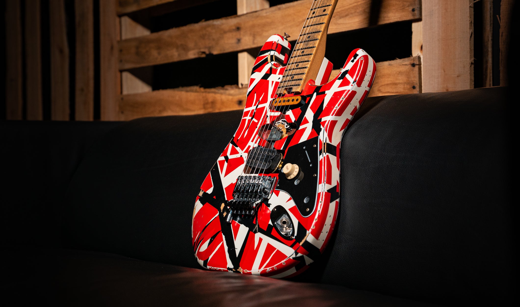 EVH Striped Series Frankie Relic Electric Guitar - Red with Black